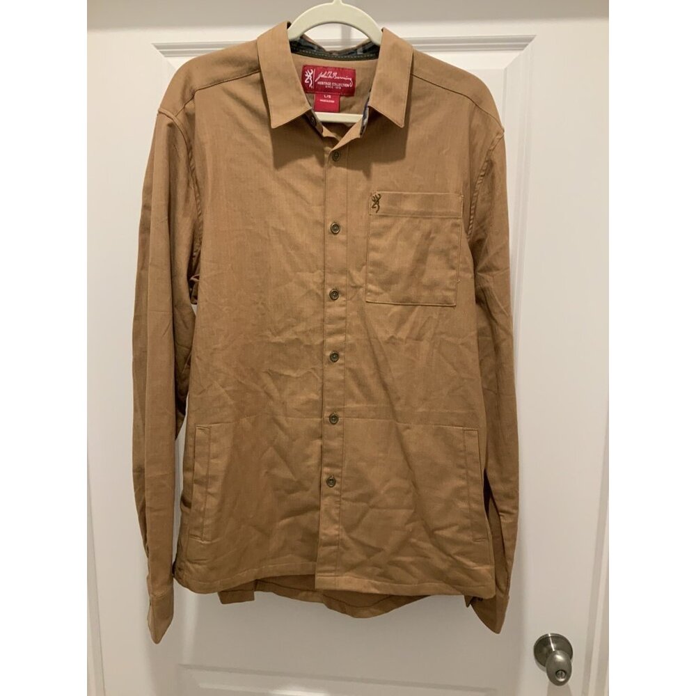 John M. Browning Rye Button Up  LARGE Men's Heritage Collection Brown NWT